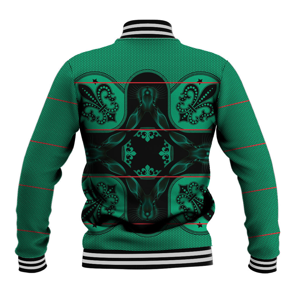 Bafokeng Rabbit Crown Palesa ea kharanium Baseball Jacket Green Seanamarena Basotho Blanket Inspired