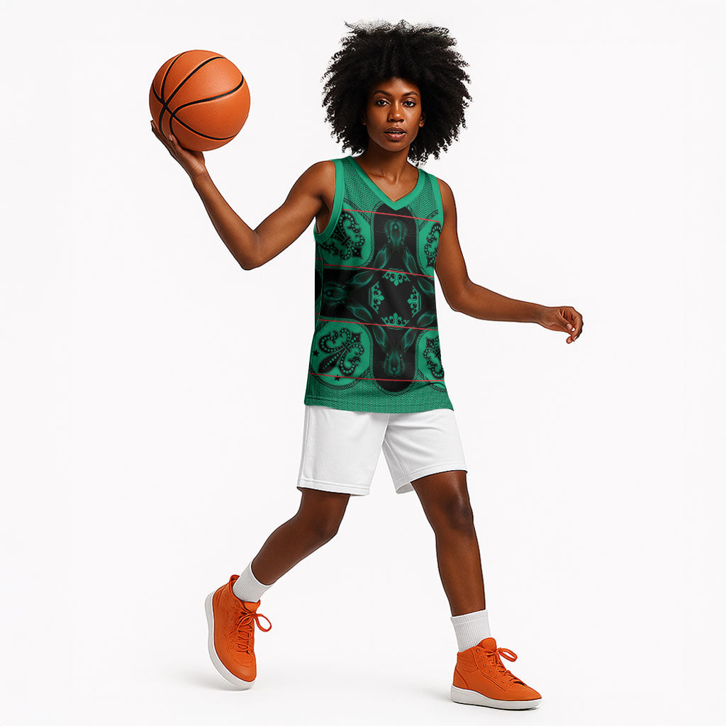 Bafokeng Rabbit Crown Palesa ea kharanium Basketball Jersey Green Seanamarena Basotho Blanket Inspired
