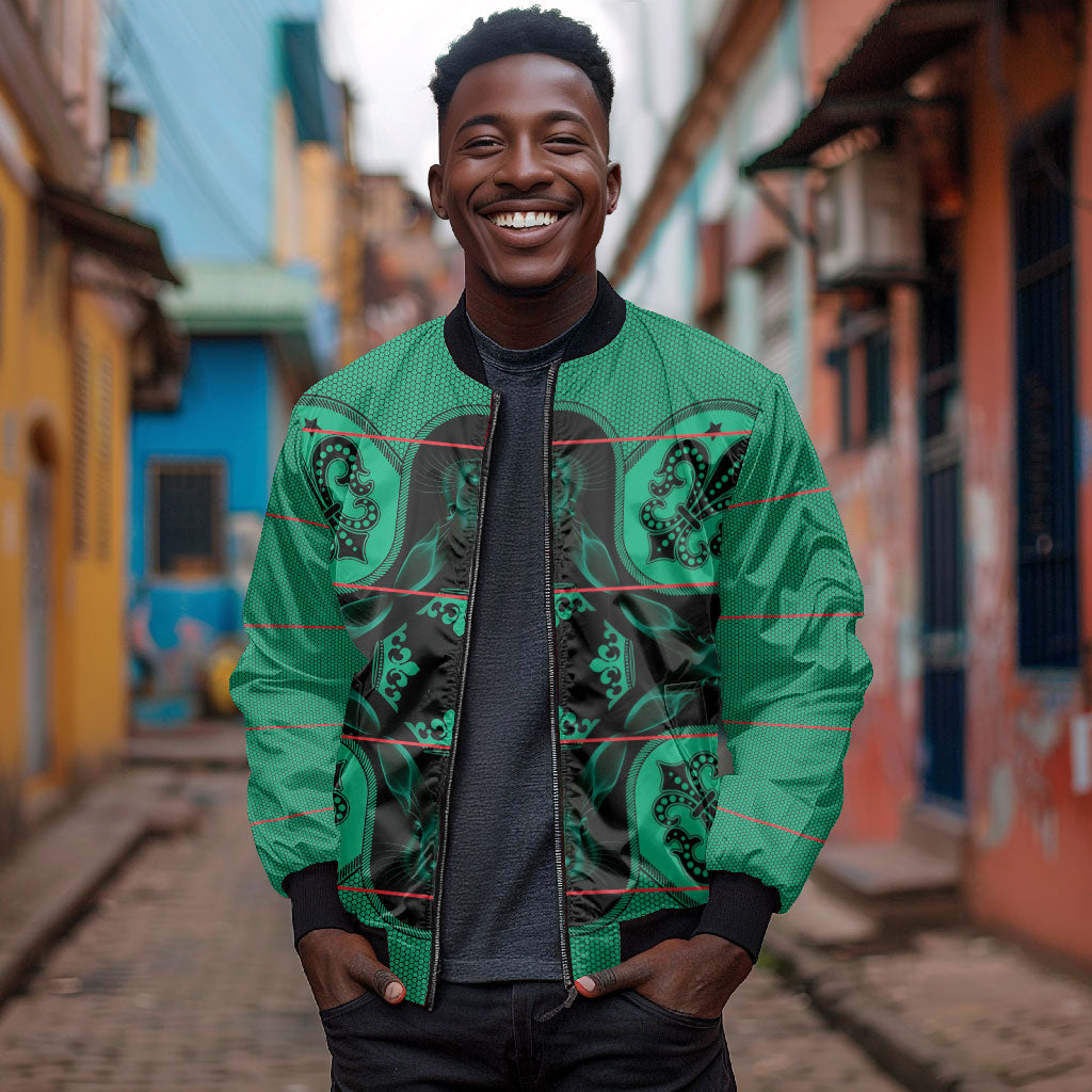 Bafokeng Rabbit Crown Palesa ea kharanium Bomber Jacket Green Seanamarena Basotho Blanket Inspired