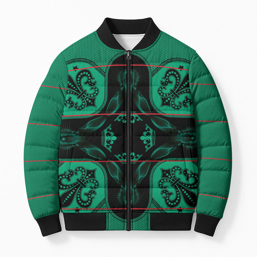 Bafokeng Rabbit Crown Palesa ea kharanium Bomber Puffer Jacket Green Seanamarena Basotho Blanket Inspired