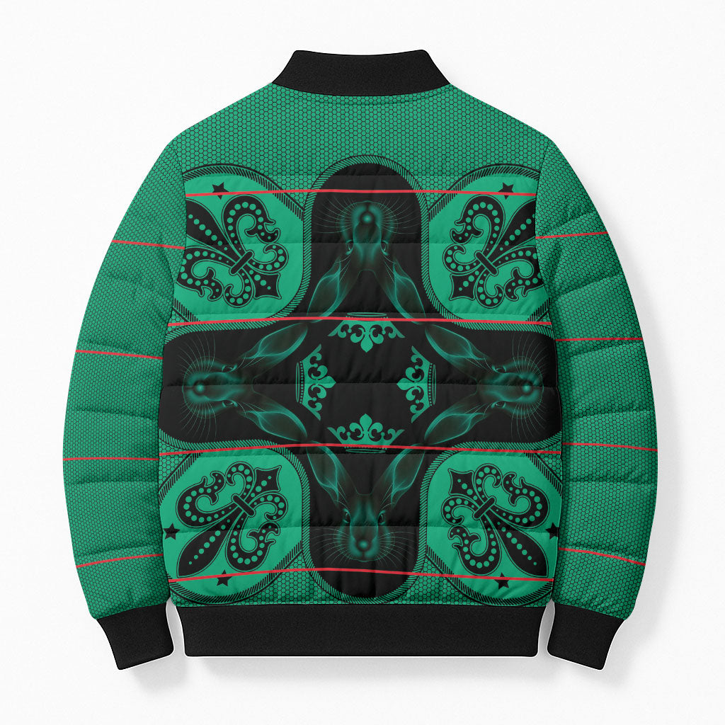 Bafokeng Rabbit Crown Palesa ea kharanium Bomber Puffer Jacket Green Seanamarena Basotho Blanket Inspired