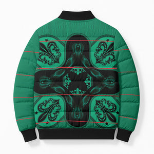 Bafokeng Rabbit Crown Palesa ea kharanium Bomber Puffer Jacket Green Seanamarena Basotho Blanket Inspired