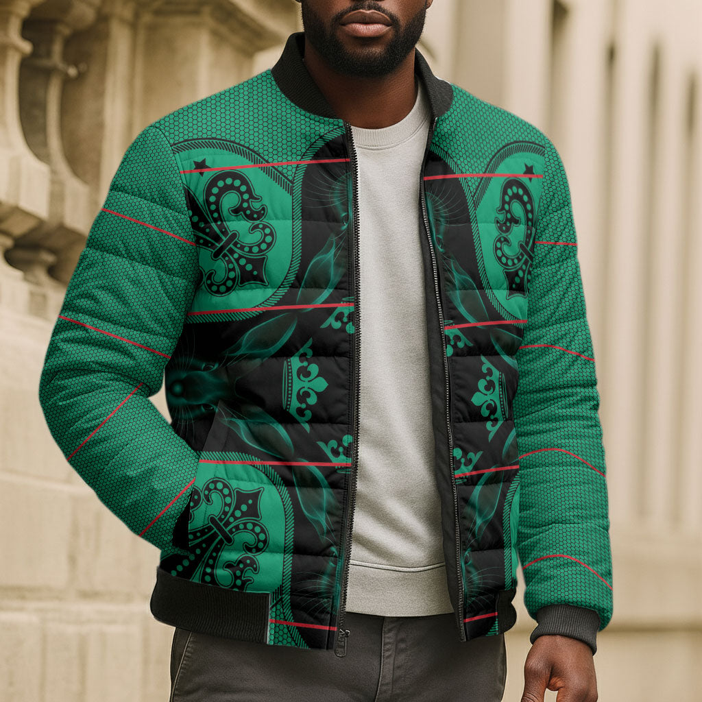 Bafokeng Rabbit Crown Palesa ea kharanium Bomber Puffer Jacket Green Seanamarena Basotho Blanket Inspired