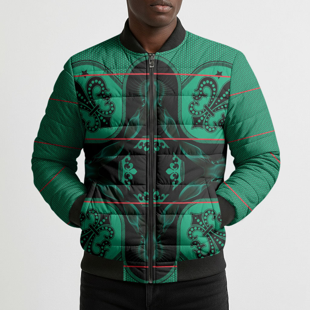 Bafokeng Rabbit Crown Palesa ea kharanium Bomber Puffer Jacket Green Seanamarena Basotho Blanket Inspired