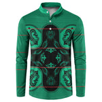 Bafokeng Rabbit Crown Palesa ea kharanium Button Sweatshirt Green Seanamarena Basotho Blanket Inspired
