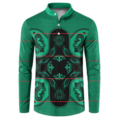 Bafokeng Rabbit Crown Palesa ea kharanium Button Sweatshirt Green Seanamarena Basotho Blanket Inspired