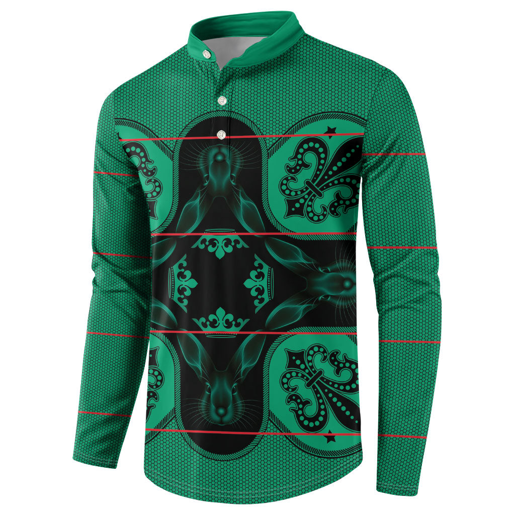 Bafokeng Rabbit Crown Palesa ea kharanium Button Sweatshirt Green Seanamarena Basotho Blanket Inspired