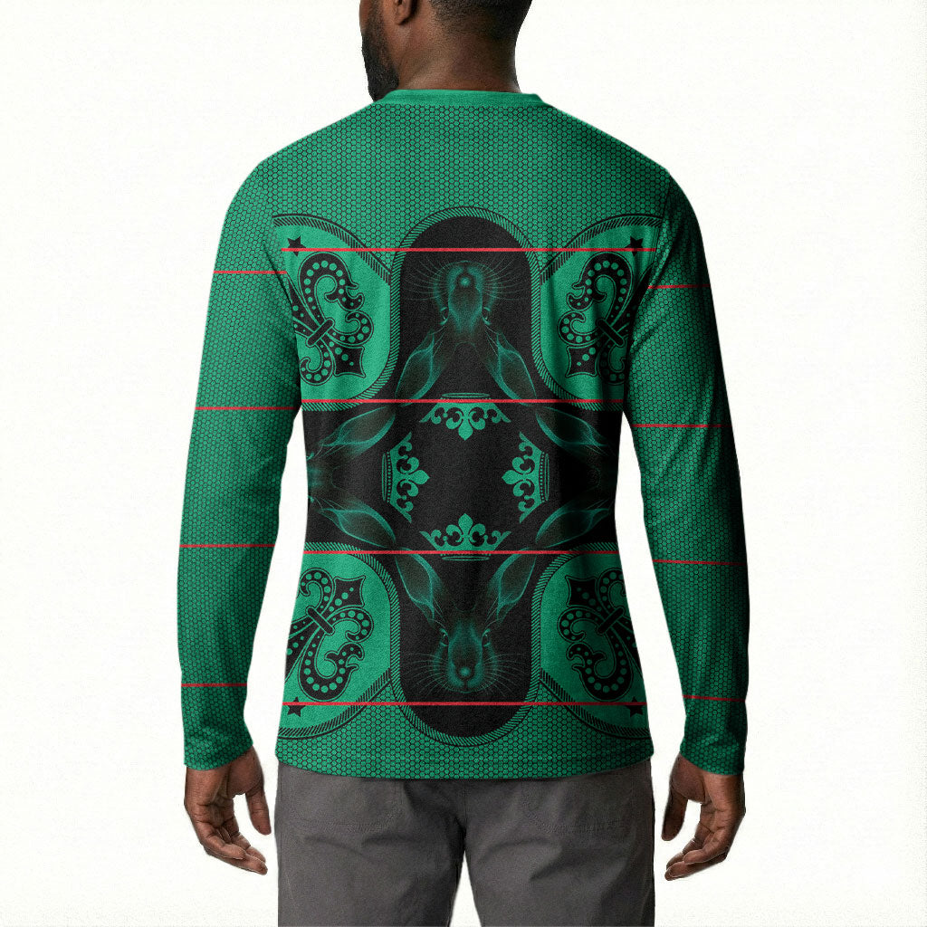 Bafokeng Rabbit Crown Palesa ea kharanium Button Sweatshirt Green Seanamarena Basotho Blanket Inspired