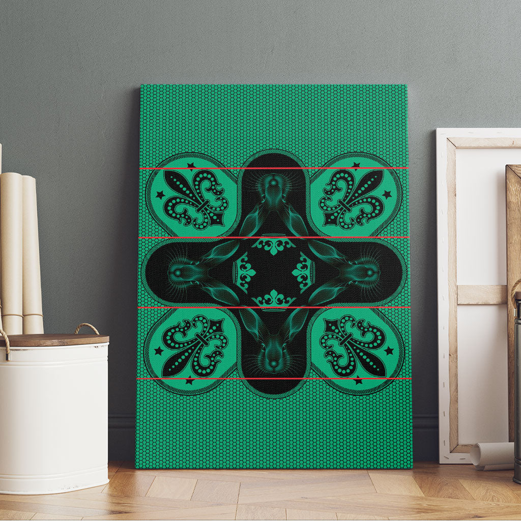 Bafokeng Rabbit Crown Palesa ea kharanium Canvas Wall Art Green Seanamarena Basotho Blanket Inspired