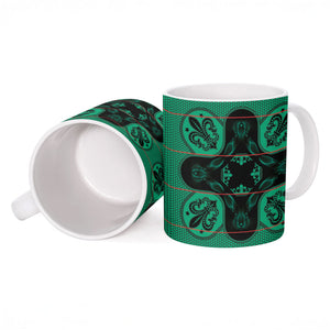 Bafokeng Rabbit Crown Palesa ea kharanium Ceramic Mug Green Seanamarena Basotho Blanket Inspired