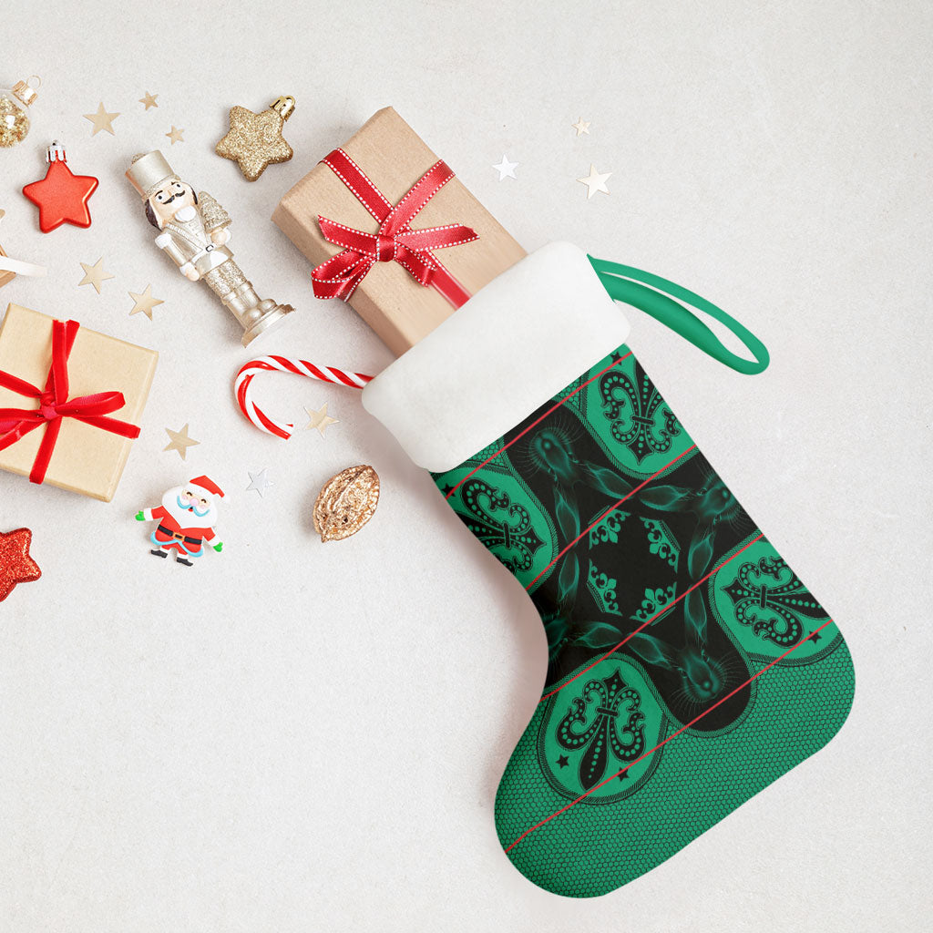 Bafokeng Rabbit Crown Palesa ea kharanium Christmas Stocking Green Seanamarena Basotho Blanket Inspired
