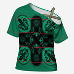 Bafokeng Rabbit Crown Palesa ea kharanium Cross Shoulder Shirt Green Seanamarena Basotho Blanket Inspired