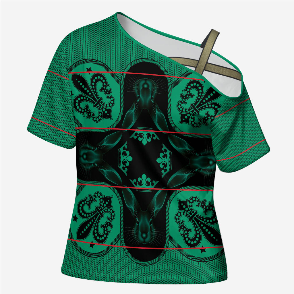 Bafokeng Rabbit Crown Palesa ea kharanium Cross Shoulder Shirt Green Seanamarena Basotho Blanket Inspired