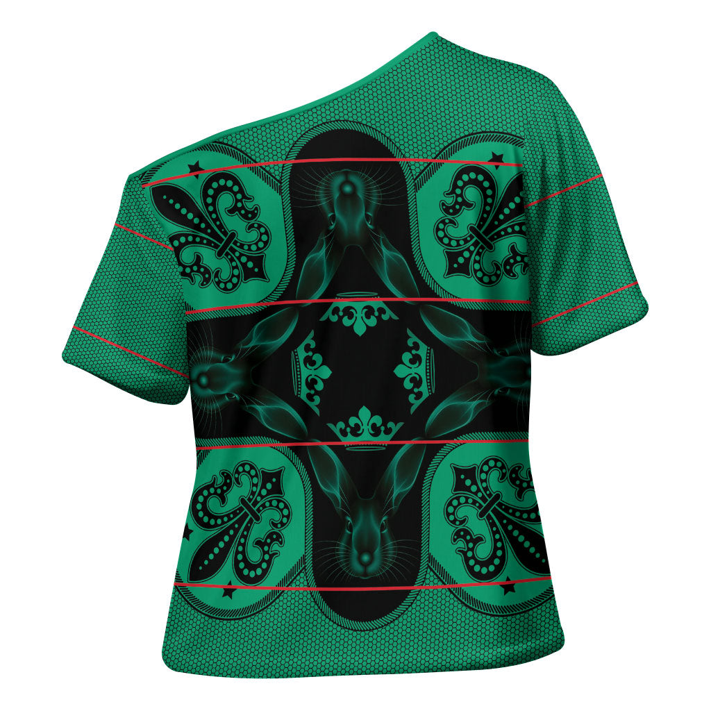 Bafokeng Rabbit Crown Palesa ea kharanium Cross Shoulder Shirt Green Seanamarena Basotho Blanket Inspired