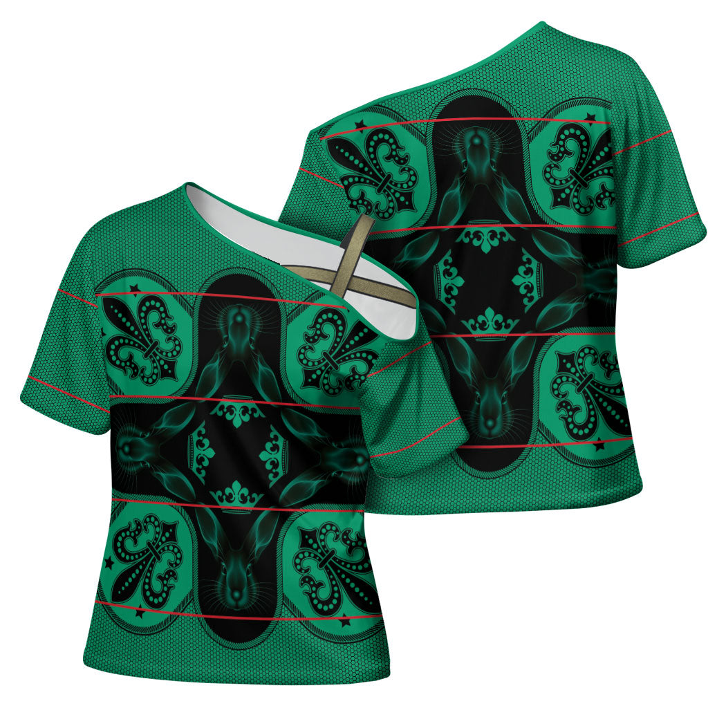 Bafokeng Rabbit Crown Palesa ea kharanium Cross Shoulder Shirt Green Seanamarena Basotho Blanket Inspired