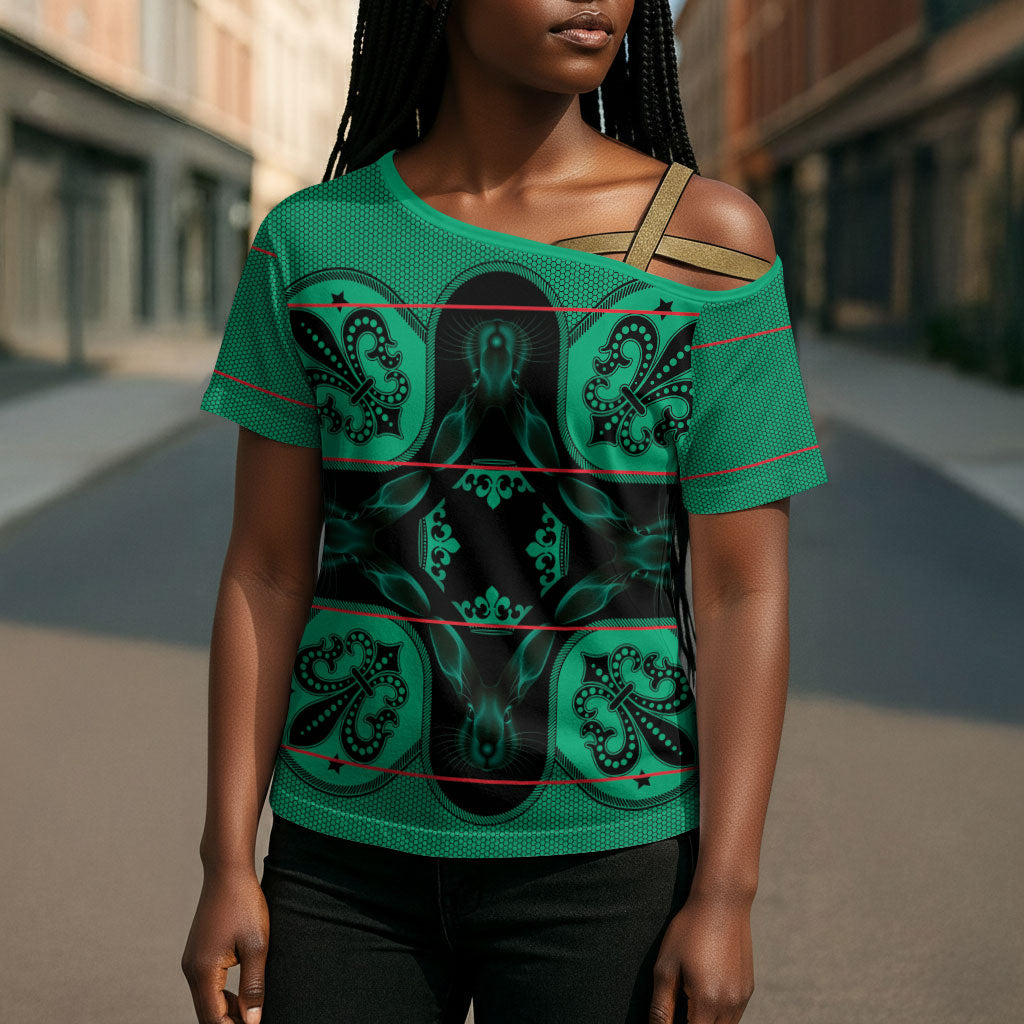 Bafokeng Rabbit Crown Palesa ea kharanium Cross Shoulder Shirt Green Seanamarena Basotho Blanket Inspired