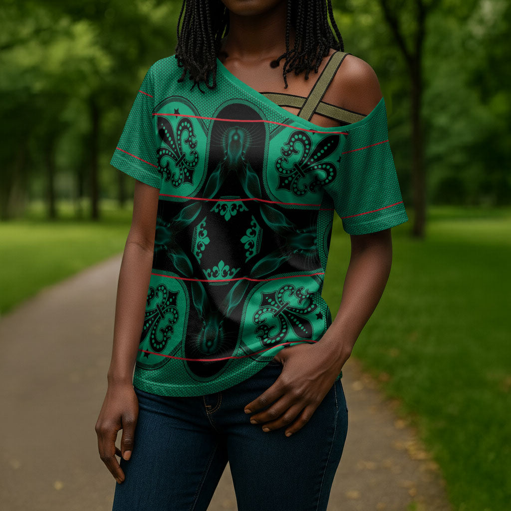 Bafokeng Rabbit Crown Palesa ea kharanium Cross Shoulder Shirt Green Seanamarena Basotho Blanket Inspired