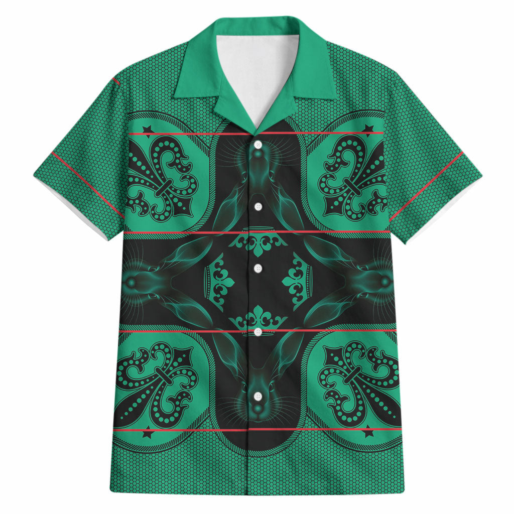 Bafokeng Rabbit Crown Palesa ea kharanium Hawaiian Shirt Green Seanamarena Basotho Blanket Inspired