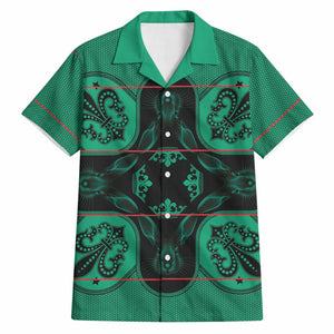 Bafokeng Rabbit Crown Palesa ea kharanium Hawaiian Shirt Green Seanamarena Basotho Blanket Inspired