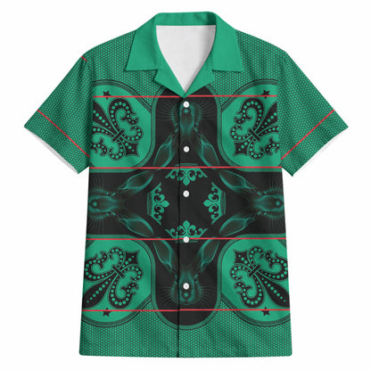 Bafokeng Rabbit Crown Palesa ea kharanium Hawaiian Shirt Green Seanamarena Basotho Blanket Inspired
