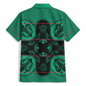 Bafokeng Rabbit Crown Palesa ea kharanium Hawaiian Shirt Green Seanamarena Basotho Blanket Inspired