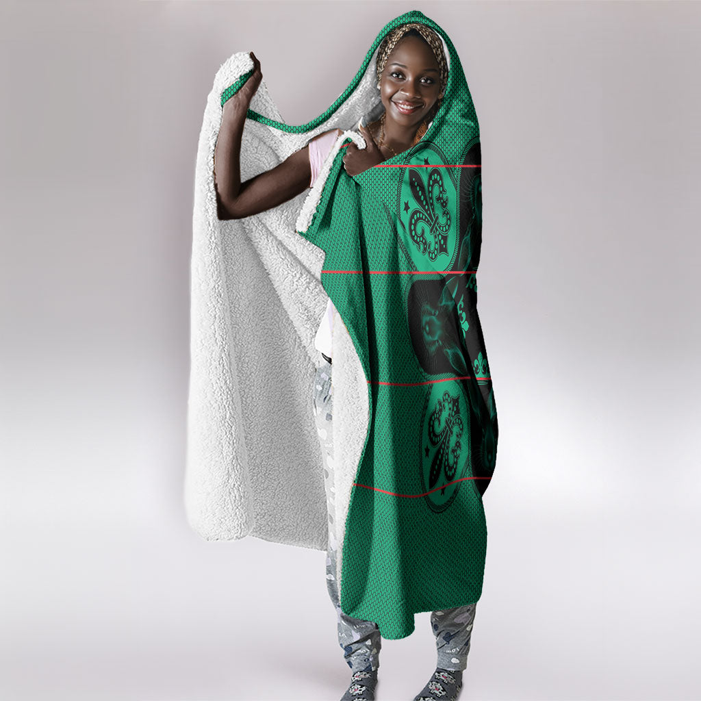 Bafokeng Rabbit Crown Palesa ea kharanium Hooded Blanket Green Seanamarena Basotho Blanket Inspired