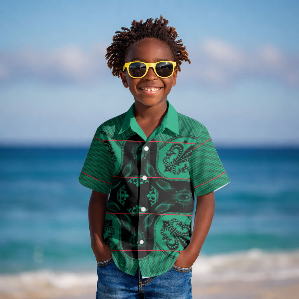 Bafokeng Rabbit Crown Palesa ea kharanium Kid Hawaiian Shirt Green Seanamarena Basotho Blanket Inspired