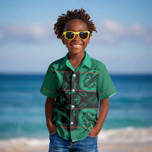 Bafokeng Rabbit Crown Palesa ea kharanium Kid Hawaiian Shirt Green Seanamarena Basotho Blanket Inspired