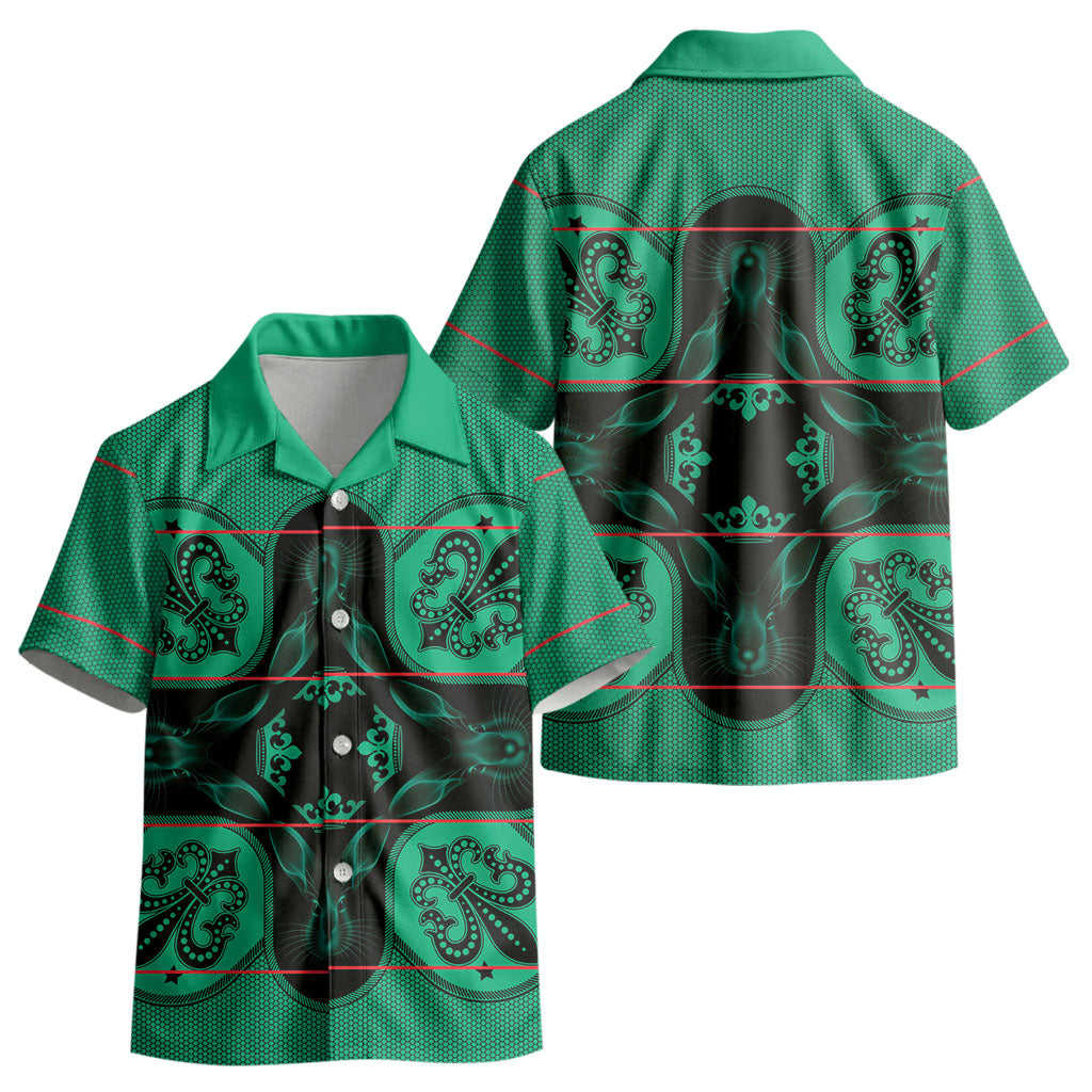 Bafokeng Rabbit Crown Palesa ea kharanium Kid Hawaiian Shirt Green Seanamarena Basotho Blanket Inspired