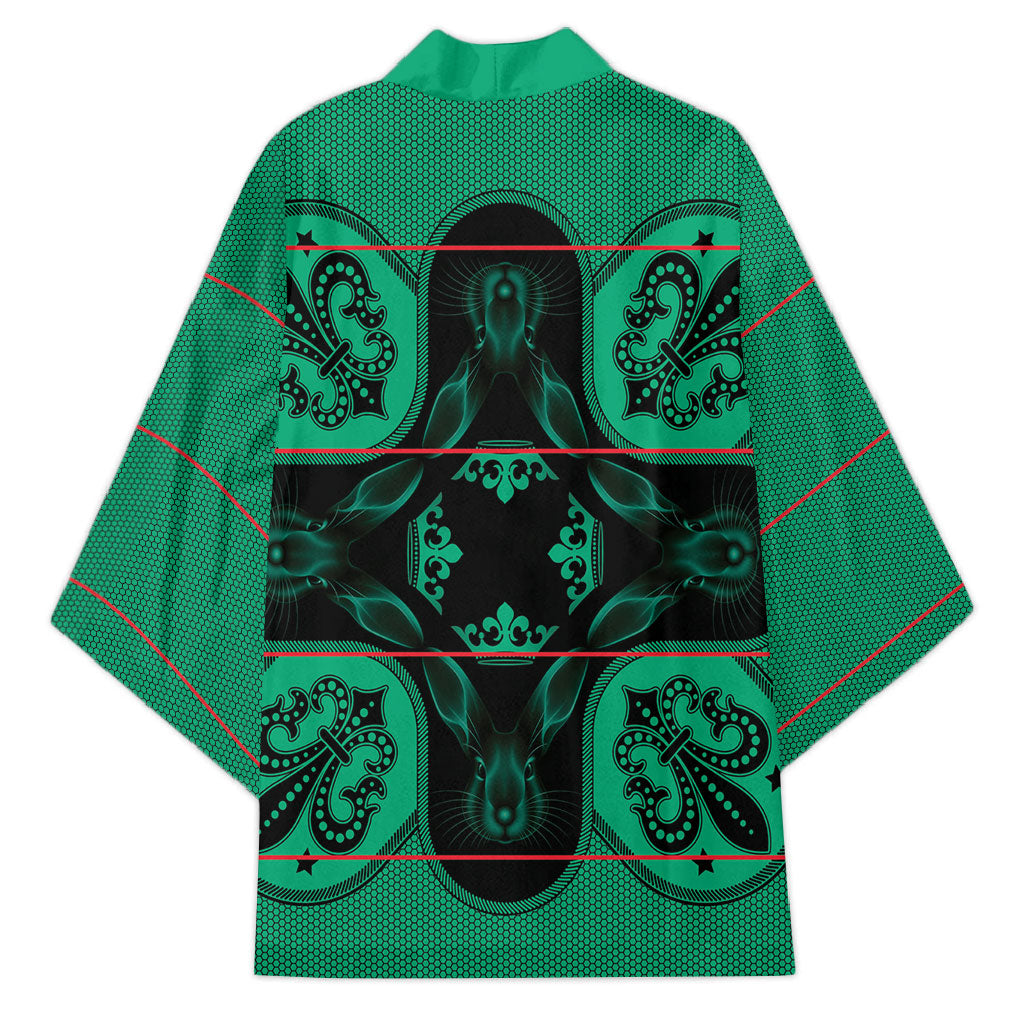 Bafokeng Rabbit Crown Palesa ea kharanium Kimono Green Seanamarena Basotho Blanket Inspired