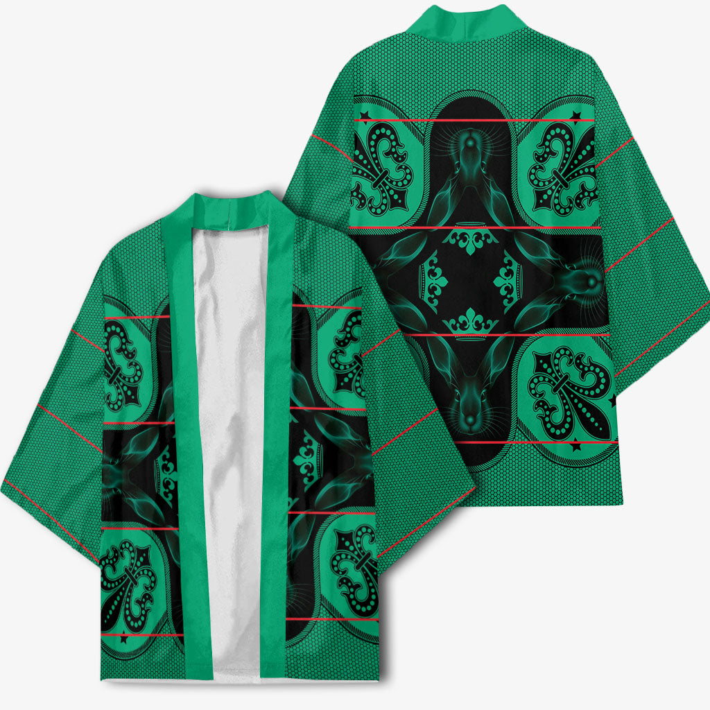Bafokeng Rabbit Crown Palesa ea kharanium Kimono Green Seanamarena Basotho Blanket Inspired