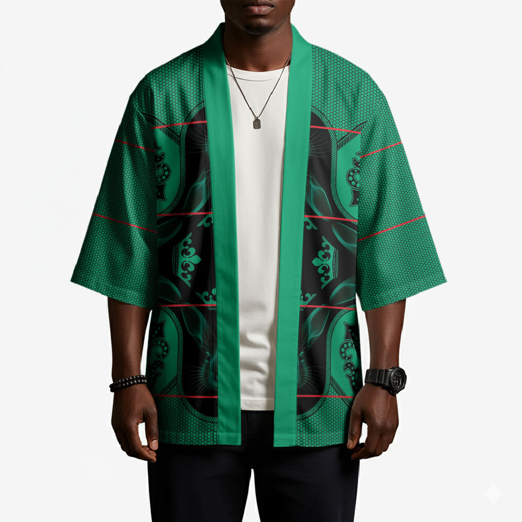 Bafokeng Rabbit Crown Palesa ea kharanium Kimono Green Seanamarena Basotho Blanket Inspired