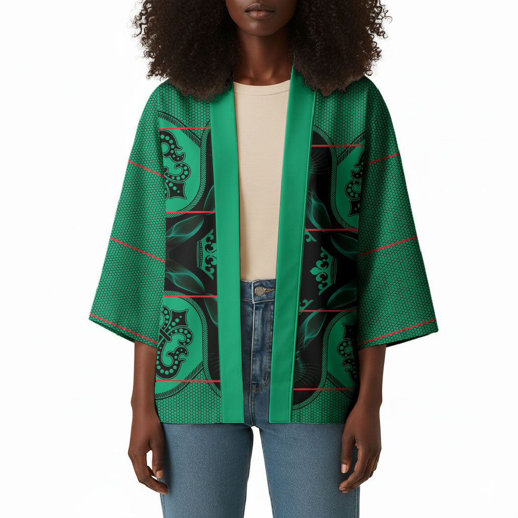 Bafokeng Rabbit Crown Palesa ea kharanium Kimono Green Seanamarena Basotho Blanket Inspired