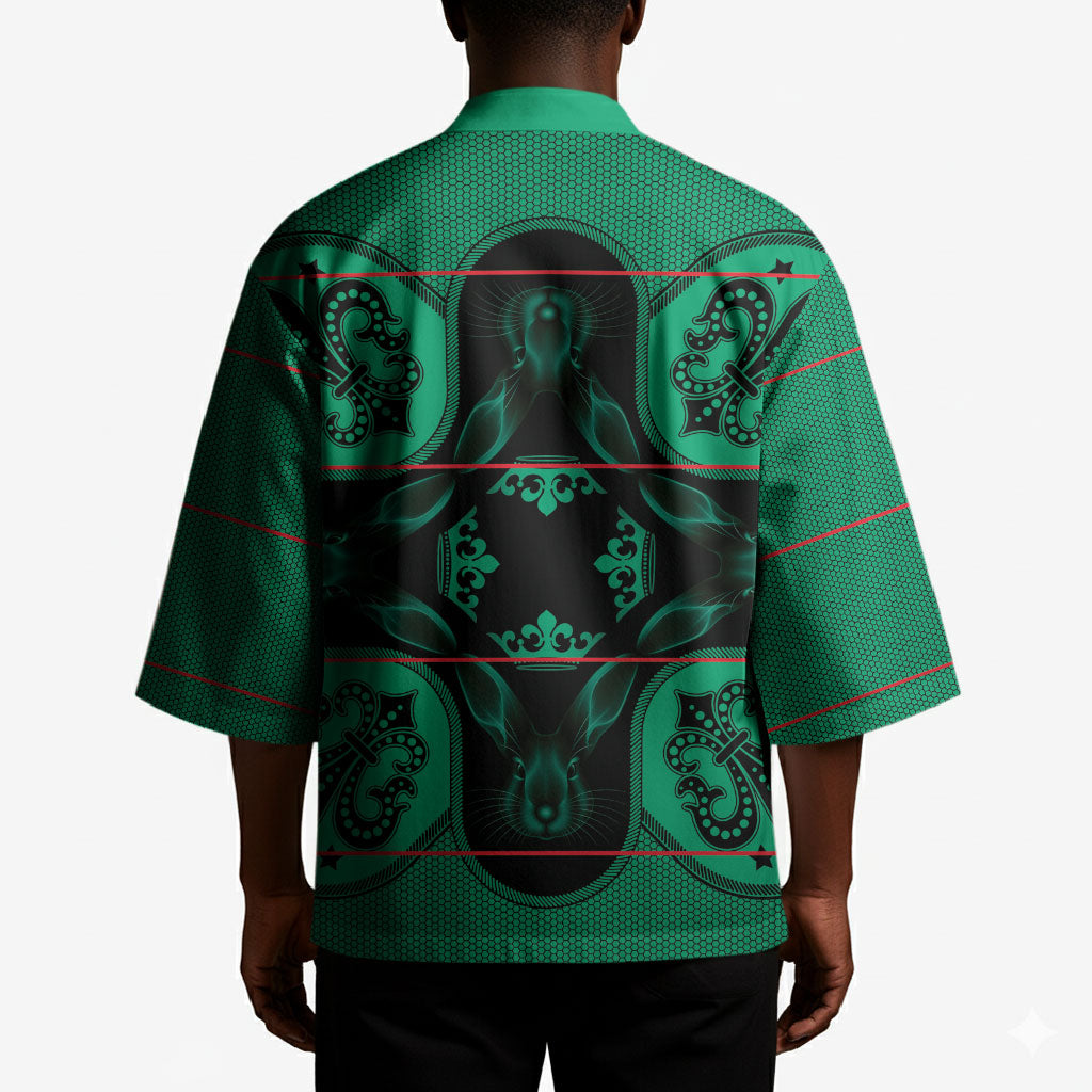 Bafokeng Rabbit Crown Palesa ea kharanium Kimono Green Seanamarena Basotho Blanket Inspired