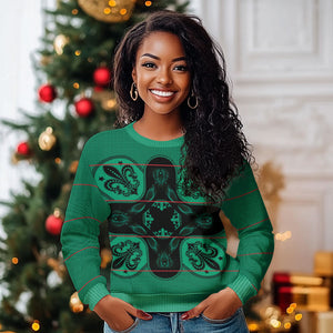 Bafokeng Rabbit Crown Palesa ea kharanium Ugly Christmas Sweater Green Seanamarena Basotho Blanket Inspired