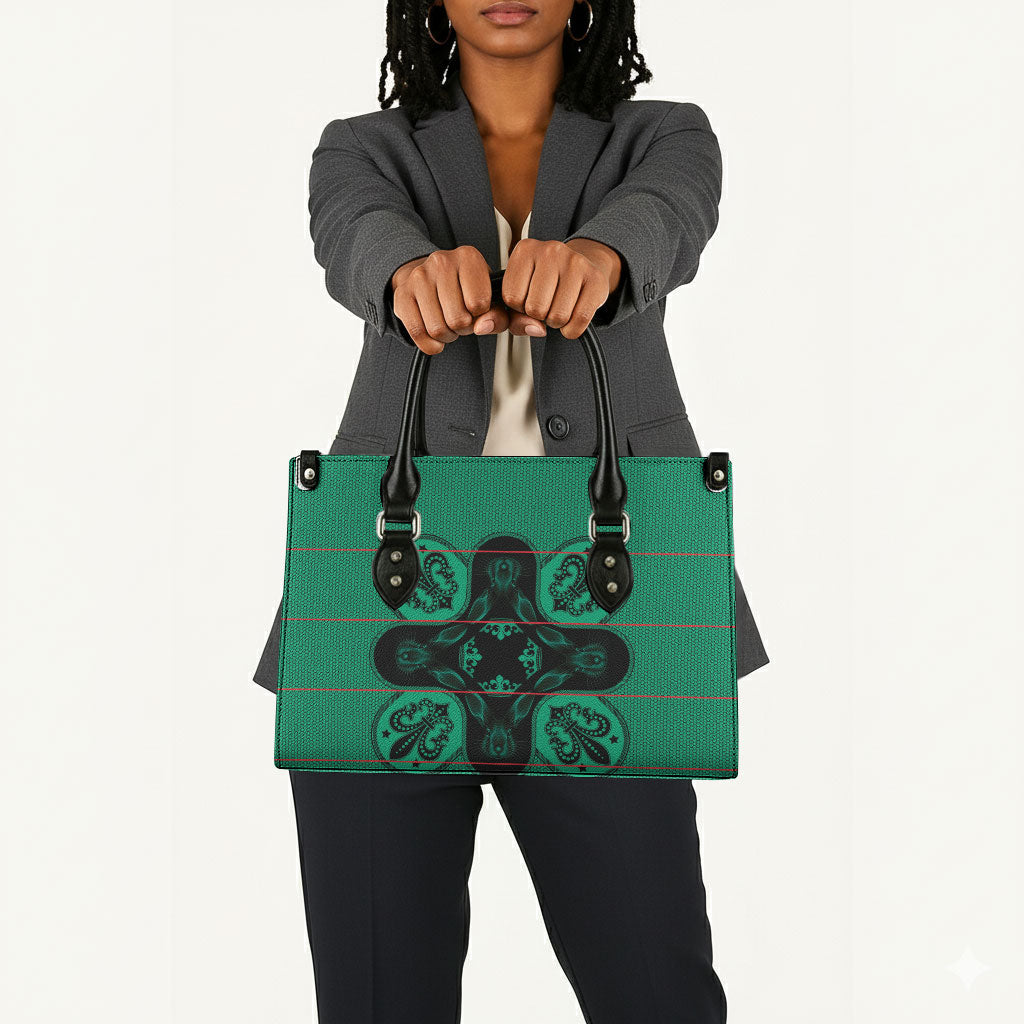 Bafokeng Rabbit Crown Palesa ea kharanium Leather Bag Green Seanamarena Basotho Blanket Inspired