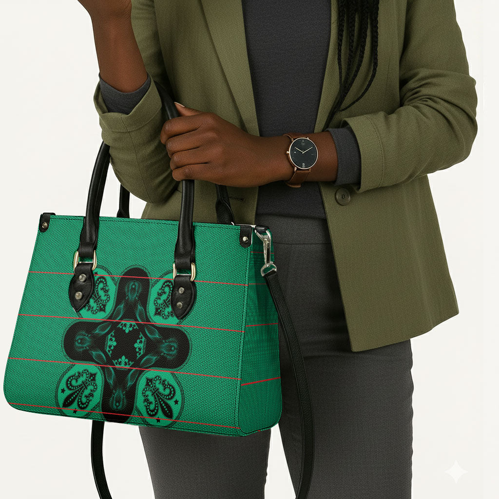Bafokeng Rabbit Crown Palesa ea kharanium Leather Bag Green Seanamarena Basotho Blanket Inspired