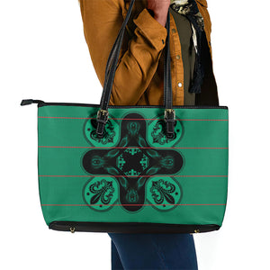 Bafokeng Rabbit Crown Palesa ea kharanium Leather Tote Bag Green Seanamarena Basotho Blanket Inspired