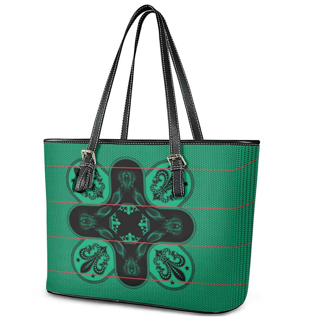 Bafokeng Rabbit Crown Palesa ea kharanium Leather Tote Bag Green Seanamarena Basotho Blanket Inspired