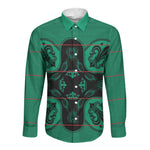 Bafokeng Rabbit Crown Palesa ea kharanium Long Sleeve Button Shirt Green Seanamarena Basotho Blanket Inspired