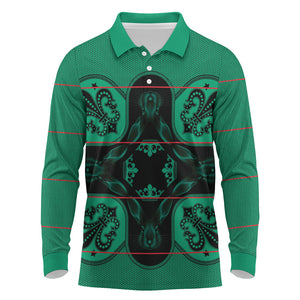 Bafokeng Rabbit Crown Palesa ea kharanium Long Sleeve Polo Shirt Green Seanamarena Basotho Blanket Inspired