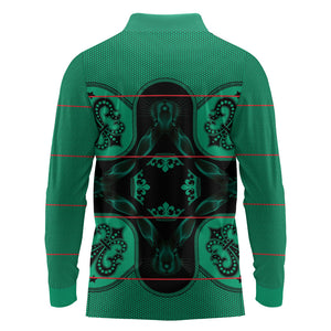 Bafokeng Rabbit Crown Palesa ea kharanium Long Sleeve Polo Shirt Green Seanamarena Basotho Blanket Inspired