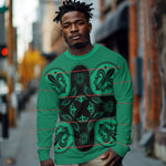 Bafokeng Rabbit Crown Palesa ea kharanium Long Sleeve Shirt Green Seanamarena Basotho Blanket Inspired