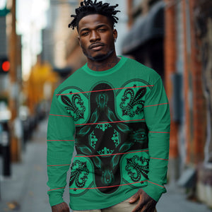 Bafokeng Rabbit Crown Palesa ea kharanium Long Sleeve Shirt Green Seanamarena Basotho Blanket Inspired