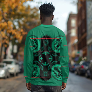 Bafokeng Rabbit Crown Palesa ea kharanium Long Sleeve Shirt Green Seanamarena Basotho Blanket Inspired
