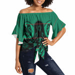 Bafokeng Rabbit Crown Palesa ea kharanium Off Shoulder Wrap Waist Top Green Seanamarena Basotho Blanket Inspired