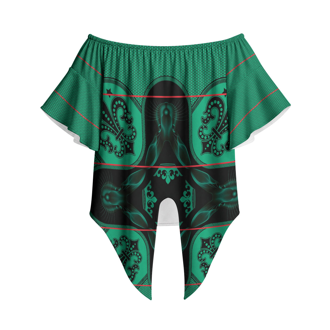 Bafokeng Rabbit Crown Palesa ea kharanium Off Shoulder Wrap Waist Top Green Seanamarena Basotho Blanket Inspired