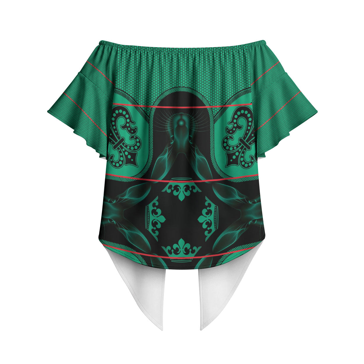 Bafokeng Rabbit Crown Palesa ea kharanium Off Shoulder Wrap Waist Top Green Seanamarena Basotho Blanket Inspired