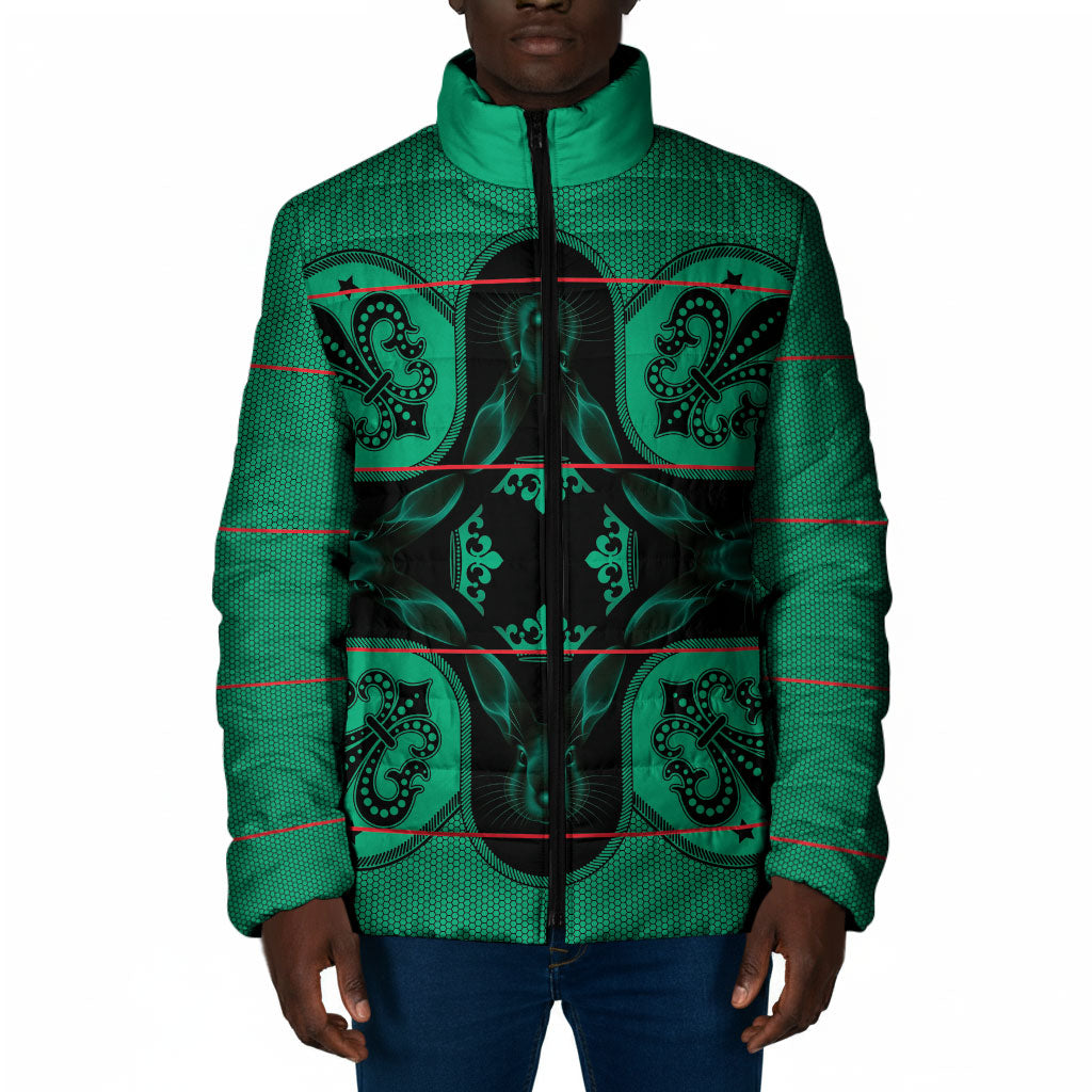Bafokeng Rabbit Crown Palesa ea kharanium Padded Jacket Green Seanamarena Basotho Blanket Inspired