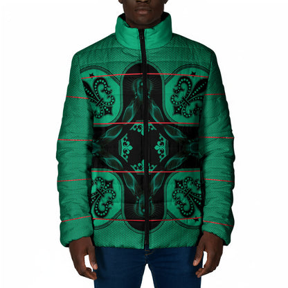 Bafokeng Rabbit Crown Palesa ea kharanium Padded Jacket Green Seanamarena Basotho Blanket Inspired